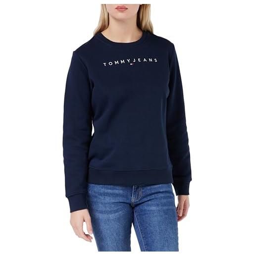 Tommy Jeans donna felpa regular fit crew neck scollo rotondo, blu (dark night navy), 6xl