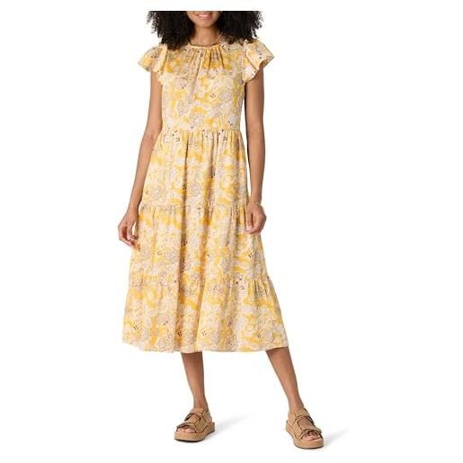 Amazon Essentials donna abito midi girocollo in raso di cotone a balze vestibilità comoda