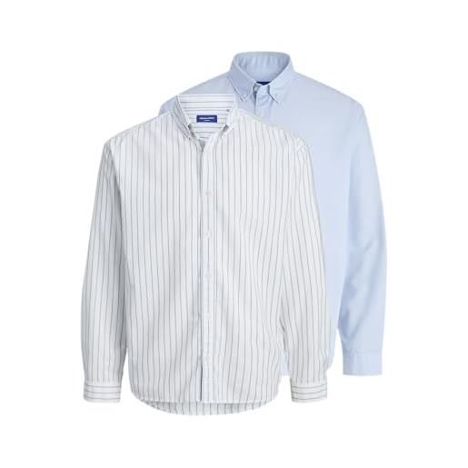 JACK & JONES jornorrebro oxford shirt ls mp, blu di cachemire, xxl (pacco da 2) uomo