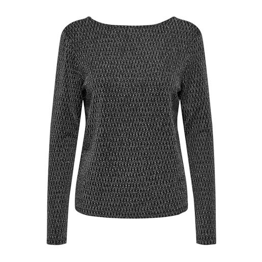 ONLY onlcarol l/s-maglia a 2 vie glitter mix jrs top, black/detail: harlekin silver, m donna