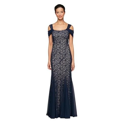 Alex Evenings women's long cold shoulder dress (petite and regular sizes)