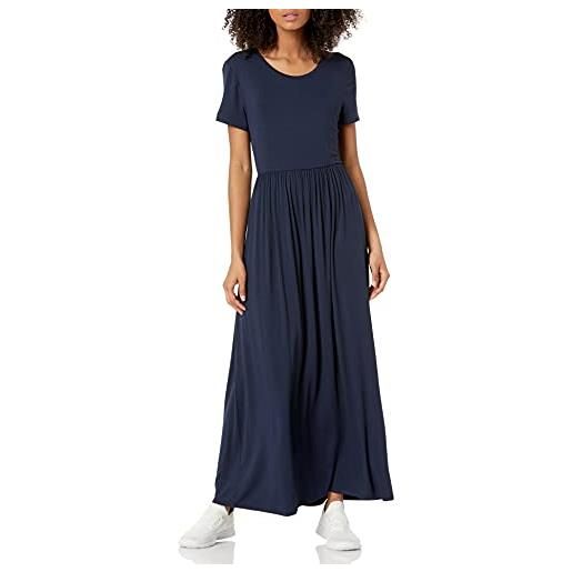 Amazon Essentials vestito molto lungo stretto in vita a maniche corte (taglie forti disponibili) donna