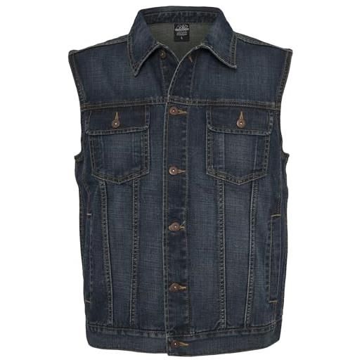 Urban classics - gilet smanicato in jeans uomo, giacca denim retro vintage, giacchetta streetwear colore denimblue taglia m