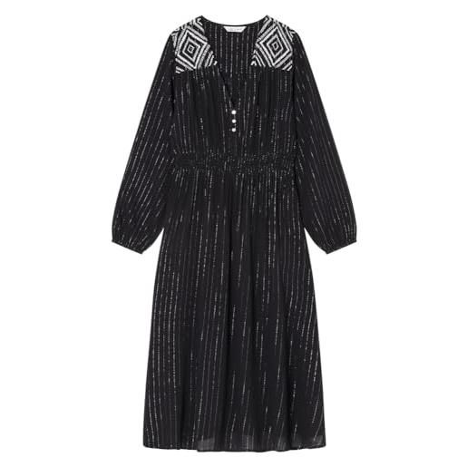 Springfield midi dress in lurex bambula with embroidered shoulders abito donna