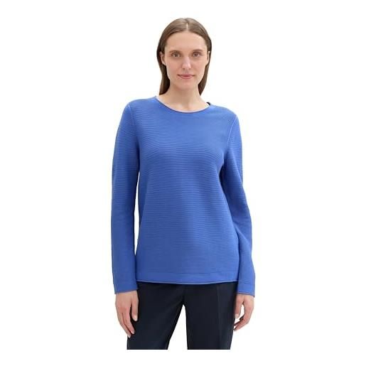 Tom tailor maglione basic da donna in cotone biologico, sandstone 39421 - strisce bianche bianche, s