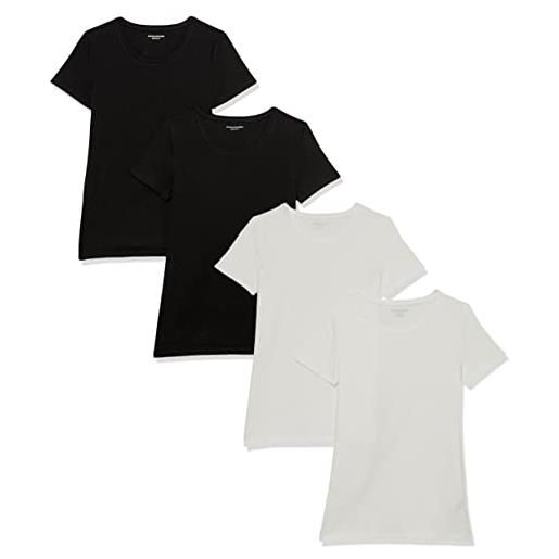 Amazon Essentials t-shirt girocollo a maniche corte da donna in cotone, vestibilità regolare, confezione multipla