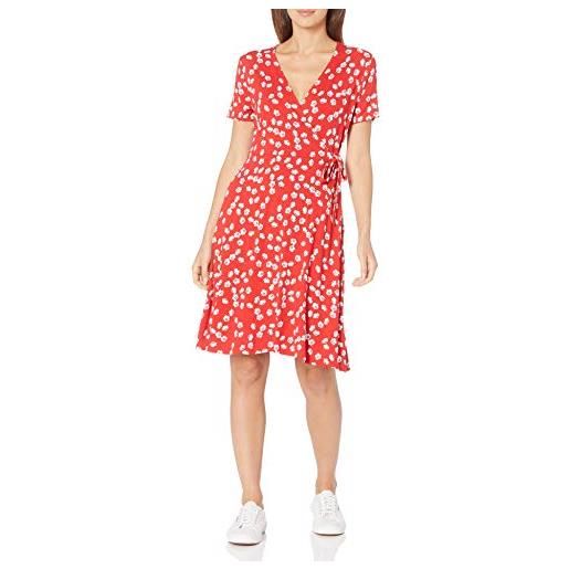 Amazon Essentials abito avvolgente a maniche corte donna, arancio melone fiori, s