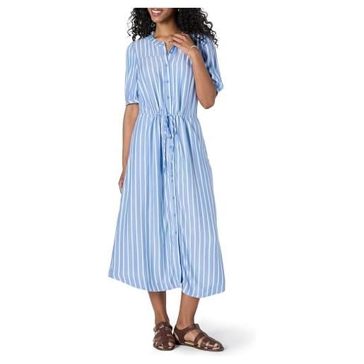Amazon Essentials abito longuette da donna a trapezio con vita a mezza manica vestibilità comoda, blu bianco a righe francesi, l
