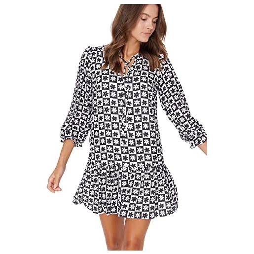 Trendyol mini abito regolare con orlo a volant vestito, nero, 70 donna