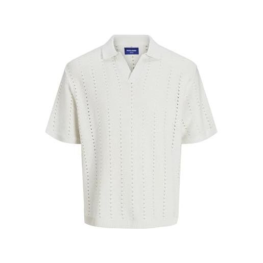 JACK & JONES maglione polo a maniche corte con scollo a v uomo. , colore: bianco, size: s