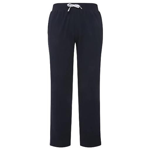 Ulla Popken pantaloni da jogging da donna, taglie forti, taglie forti, elasticizzati, strisce laterali, 798285, blu marino, 50w x 32l