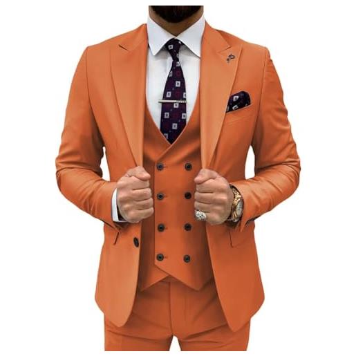 TIJOFA - completo da uomo a 3 pezzi, slim fit, giacca doppio petto, perfetto per matrimoni. Tuxedo classico con un bottone, ideale per eventi formali, prom e cene eleganti. , s