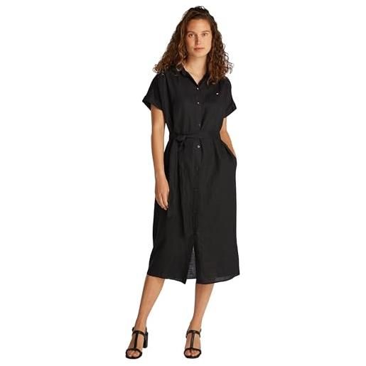Tommy Hilfiger ess linen belted s/s midi dress ww0ww44653 ess vestito midi in lino con cintura s/s ww0ww44653 donna (pacco da 1)