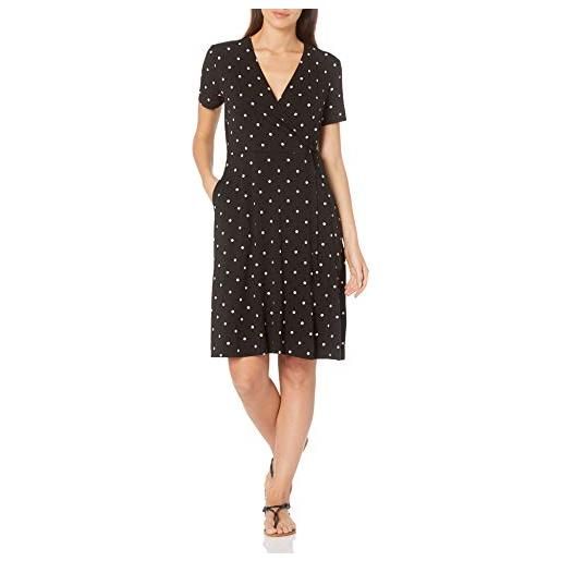 Amazon Essentials abito avvolgente a maniche corte donna, nero pois, s