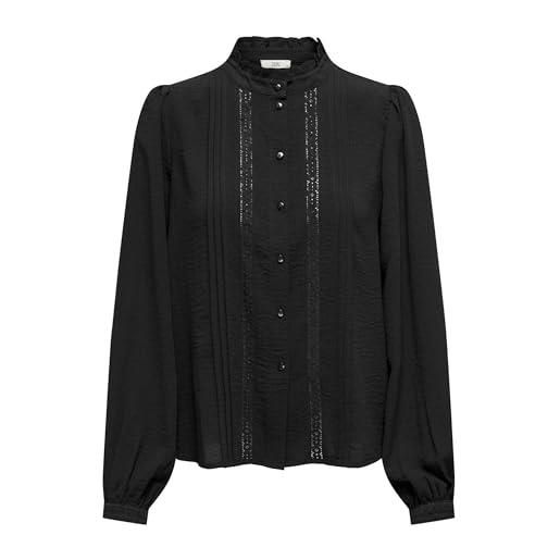 Jdy jdyellis l/s lace shirt wvn noos camicia a maniche lunghe da donna, nero, 44