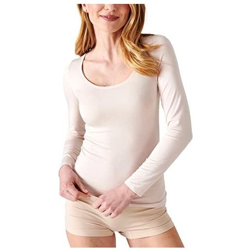 Damart t-shirt a maniche lunghe in thermolactyl invisibile sabbia xl
