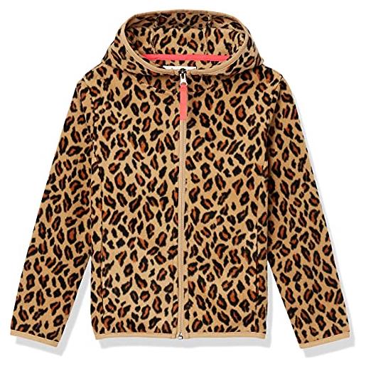 Amazon Essentials giacca leggera con cappuccio e cerniera integrale in pile bambine e ragazze, cammello stampa animalier, 2 anni