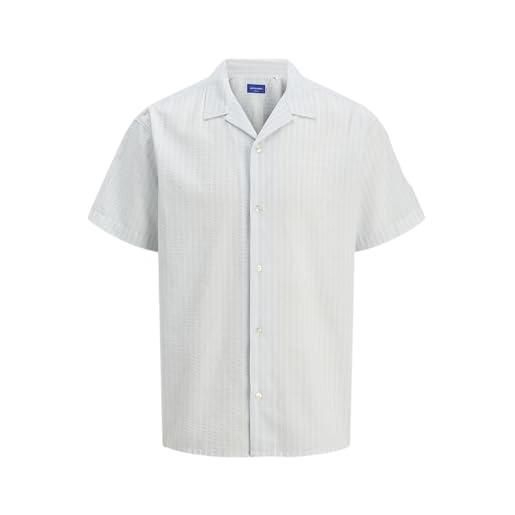 JACK & JONES jorluke - maglietta seersucker resort, s, blu di cachemire, m