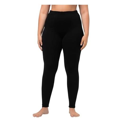 Ulla Popken leggings di cotone con cintura completamente elastica leggings donna, nero, 66w / 32l