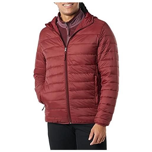 Amazon Essentials piumino leggero con cappuccio impermeabile e ripiegabile uomo, rosso scuro, xxl