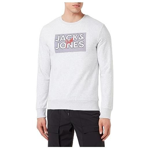 JACK & JONES jjmarius sweat crew neck pullover da uomo, melange bianco, xl