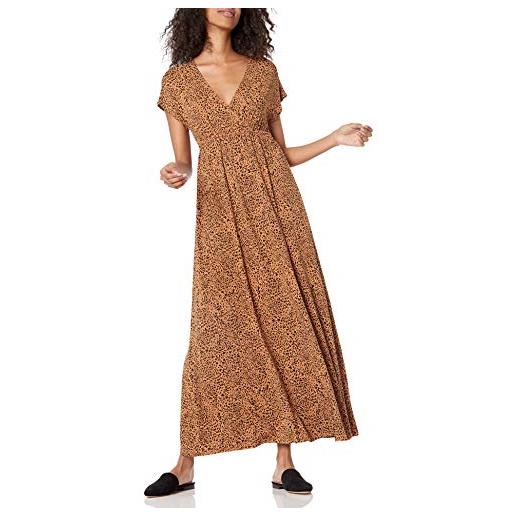 Amazon Essentials maxi abito con vita stretta (disponibile in taglie forti) donna, caramello stampa animalier, xs