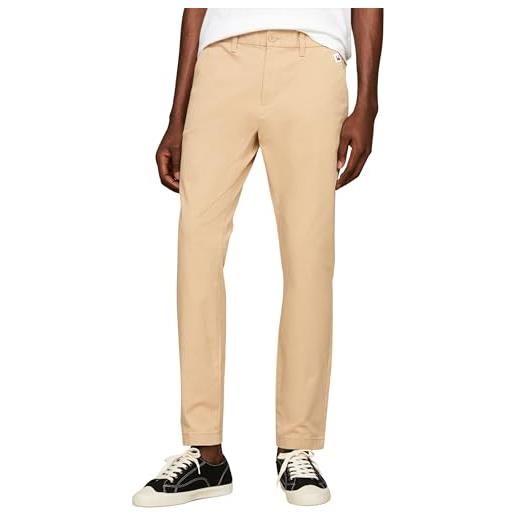Tommy Jeans pantaloni uomo austin chino slim fit, beige (tawny sand), 29w/36l