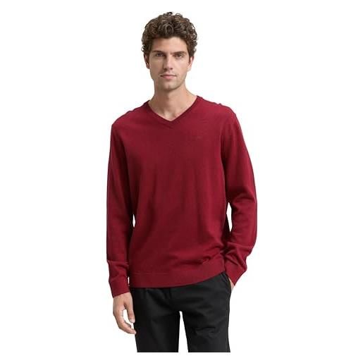 TOM TAILOR maglione da uomo con scollo a v, 38762 - samba scuro melange, xl