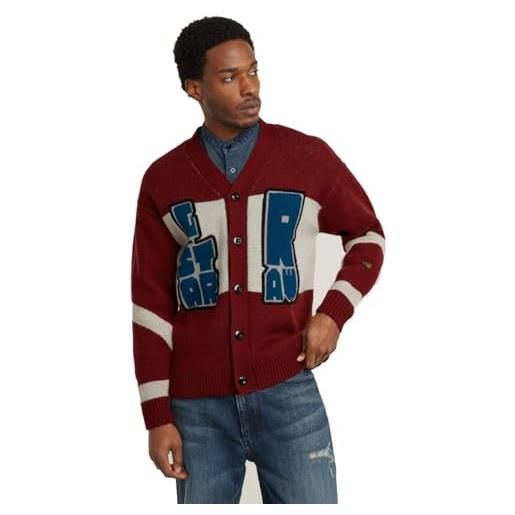 G-STAR uomo holiday loose knitted cardigan, rosso (dry red d25116-d939-5298), m