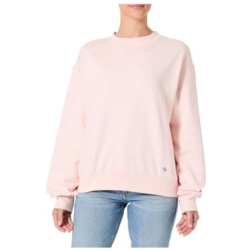 Calvin Klein donna felpa badge logo terry con scollo rotondo, rosa (cloud pink), s