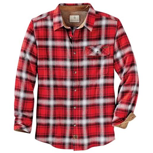Legendary Whitetails camicia da uomo in flanella buck camp, a quadri, casual, a maniche lunghe con bottoni, polsini in velluto a coste, xx-large alto