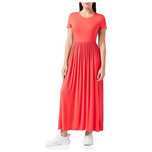Amazon Essentials vestito molto lungo stretto in vita a maniche corte (taglie forti disponibili) donna, rosso, xs