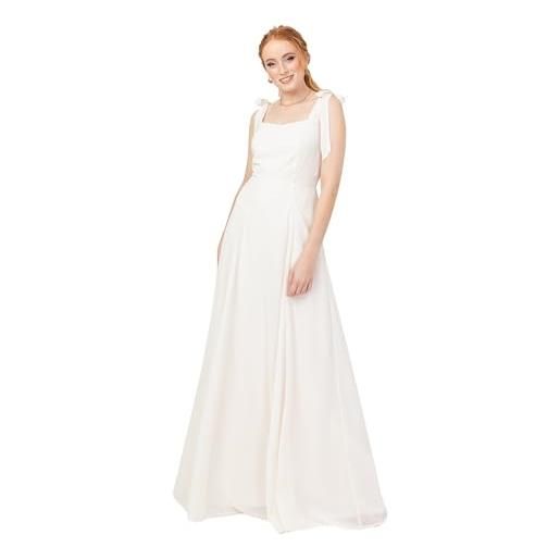 Anaya with Love maxi dress ladies sleeveless square neck bow tie straps a-line floral shirred back bridesmaid wedding guest prom vestito, avorio, 52 donna
