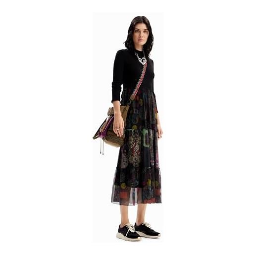 Desigual vestito da donna nasdaq, nero, l