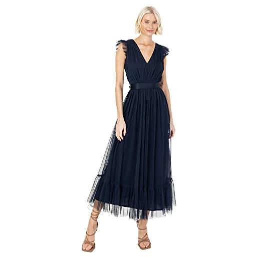 Anaya with Love maxi abito da donna con scollo a v, senza maniche, con volant, per matrimoni, damigelle d'onore, balli studenteschi, vita alta impero