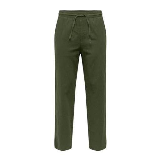 Only & sons onssinus loose 0007 cot lin - pantaloni, olive night, l