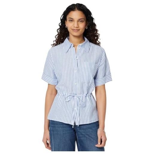 Amazon Essentials camicia a maniche larghe e regolabile in vita, in misto lino, vestibilità comoda donna