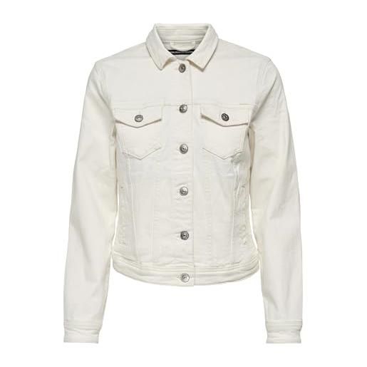 ONLY onltia dnm jacket col pimbox noos giacchetto denim, ecru, 38 da donna