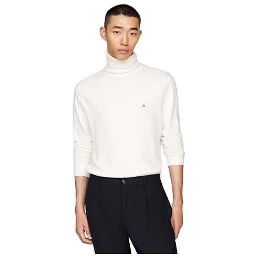 Tommy Hilfiger pullover uomo cashmere roll neck collo alto, bianco (ivory), 3xl