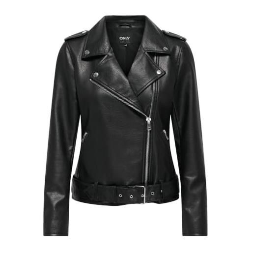 ONLY onlmille - giacca da motociclista otw, in ecopelle, da donna, colore: nero, xs, nero, x_s