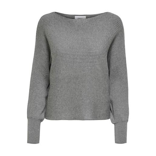 Only onladaline life l/s short pullo knt noos, pullover donna, medium grey melange, xl