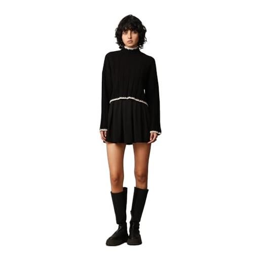 ONLY onlchick stitch ls-maglia a collo alto maglione, nero/dettaglio: pietra pomice, xs donna