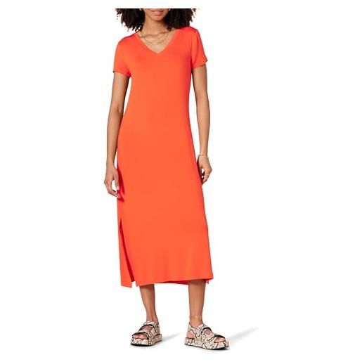 Amazon Essentials abito midi a maniche corte con scollo a v in jersey donna