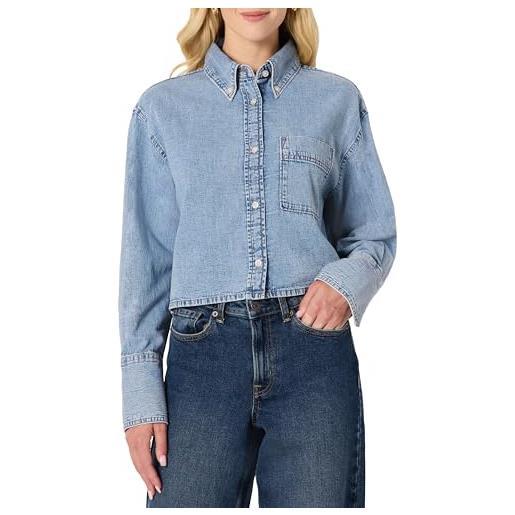 Amazon Essentials camicia button down in denim, oversize donna