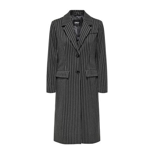 ONLY onlveronica pinstripe coat life otw cappotto, grigio, m donna