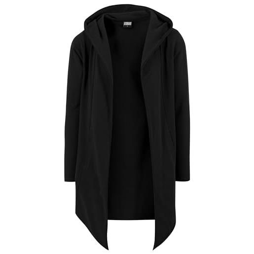 Urban classics uomo cardigan giacca cappuccio, maglione manica lunga, invernale asimmetrico, 100% cotone, stile casual, colore: nero, taglia: s