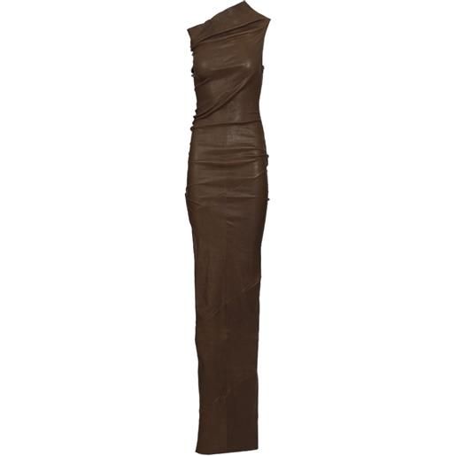 Rick Owens abito lungo athena monospalla - marrone