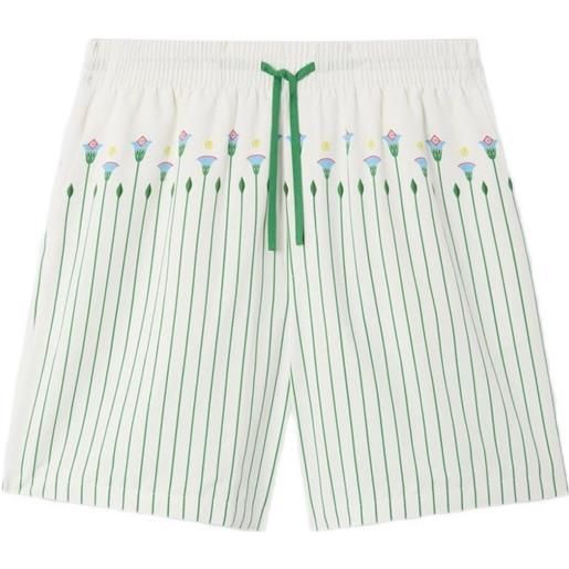 Casablanca shorts sportivi in lino con motivo floreale verde