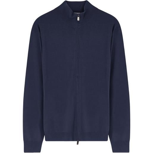 Bramani Cashmere cardigan con zip - blu