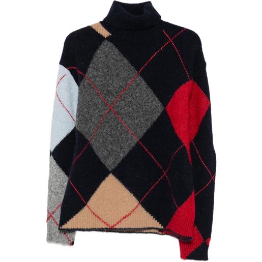 Semicouture maglione a rombi - blu